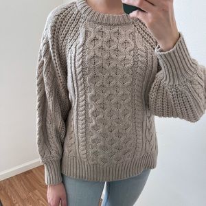 RAG SUPPLY light beige Balloon Sleeve Sweater Size M